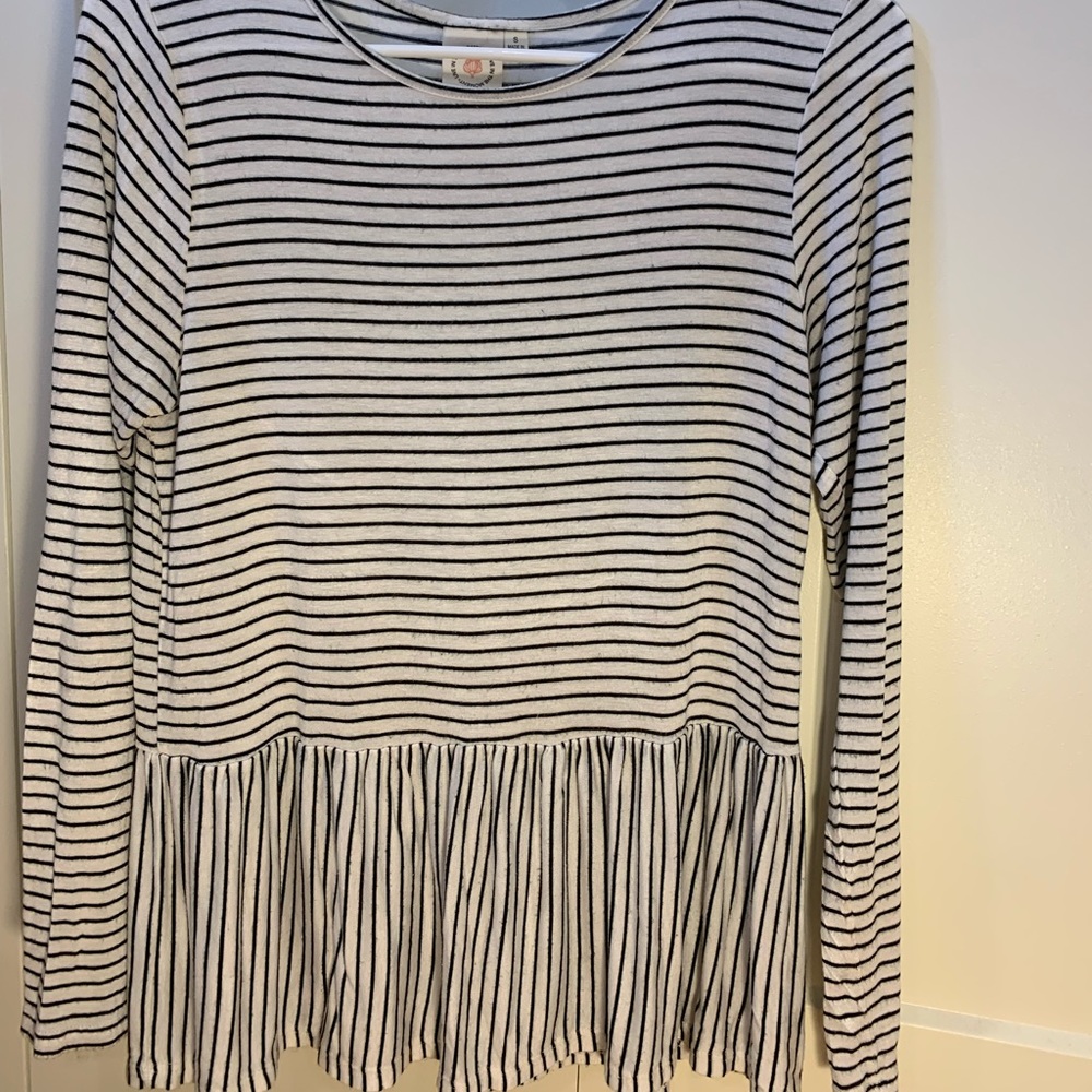 Black and white striped ruffle shirt size S